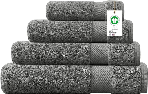 Miniatura 58 de Toallas 100% algodón orgánico de 22.93 oz/m² de felpa al tacto de secado rápido, paquete de 12 toallas de lavado de algodón orgánico, certificado