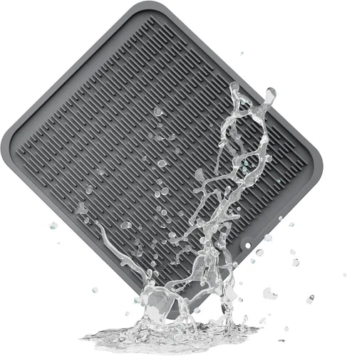 Miniatura 11 de ZLR 2 bandejas de silicona para fregadero (6 x 12 pulgadas/6.024 x 12.008 in) - Soporte estrecho para esponja para encimera de cocina - Tapete Negro
