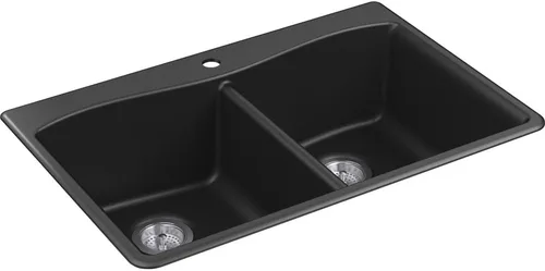 Miniatura 15 de KOHLER 28003-1-CM1 Kennon® - Fregadero de cocina de 25 pulgadas de montaje superior o inferior, incluye estante para fregadero, color negro mate