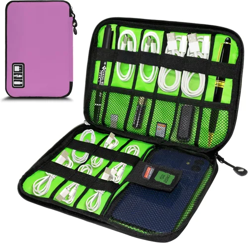 Miniatura 9 de Organizador de Electrónica, Funda Organizadora de Cables de Viaje, Bolsas Organizadoras de Cables Portátiles, Estuche de Almacenamiento