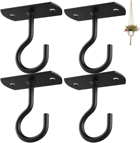 Miniatura 30 de Ganchos colgantes de metal para plantas, 6 pulgadas, paquete de 4 ganchos decorativos de pared para colgar linternas, comedero de pájaros, cesta