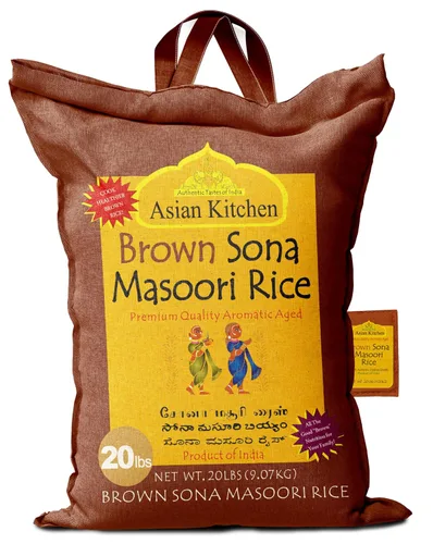 Miniatura 16 de Asian Kitchen Brown Sona Masoori - Arroz envejecido de 40 libras, 40 libras (40.0 lbs) de arroz de grano corto ~ Todo natural Apto para gluten