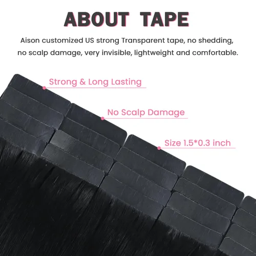 Miniatura 4 de Extensiones de cabello humano real color negro azabache, extensiones de cabello humano 100% Remy, sedosas y lacias, para mujeres, 20 unidades por