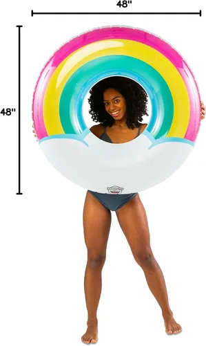 Miniatura 9 de BigMouth Inc. Tubo flotante inflable de más de 5 pies de ancho, anillo de natación, decoración de fiesta de piscina de verano al aire libre