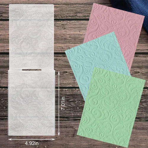 Miniatura 3 de Hying Carpeta de estampado de fondo con textura 3D con estampado de flores, plantilla de carpeta de plástico para hacer tarjetas, álbumes