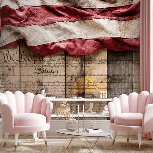 Miniatura 2 de artgeist Mural de pared Bandera de Estados Unidos, 116 x 83 pulgadas, papel tapiz autoadhesivo extraíble grande, diseño de impresión de madera, #02