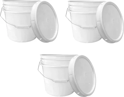Cubo y tapa de 3.5 galones, cubo multiusos de 90 mil, fabricado en los Estados Unidos, grado alimenticio, no contiene plástico BPA, reciclable (3,