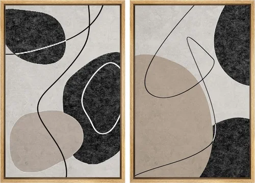 Miniatura 113 de SIGNWIN Lienzo enmarcado para pared, ilustraciones abstractas texturizadas en tonos beige terrosos, arte moderno, decorativo, contemporáneo