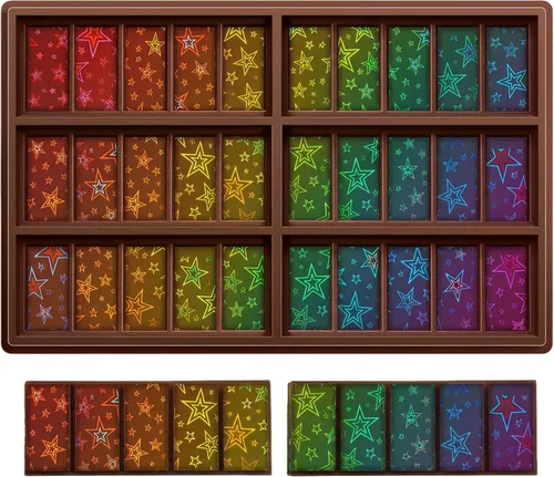 Miniatura 9 de Ziliny Molde holográfico de barra de chocolate con molino de viento y diamante, barra de chocolate con efecto de luz arcoíris, moldes gruesos