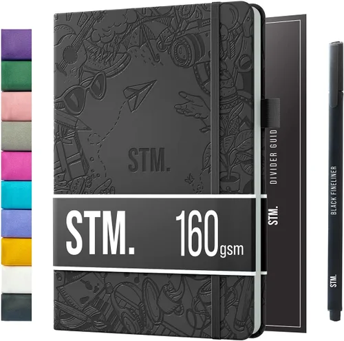 Miniatura 42 de Cuaderno de diario con puntos y cuadrícula A5 Cuadernos diarios en blanco para escritura personal, trabajo, mujeres Papel grueso de 120gsm, tapa