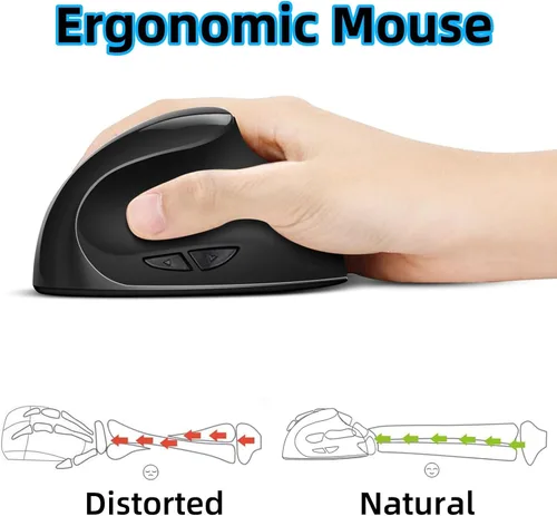 Miniatura 2 de Ratón vertical, ratón vertical inalámbrico de 2.4 G, mouse de mano pequeña con 5 botones 1000/1200/1600 DPI Ratón ergonómico para oficina