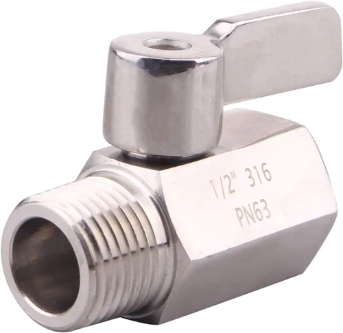 Miniatura 15 de DERNORD 3/8 pulgada inoxidable mini rosca macho SUS316 de la hembra x del NPT de la válvula de bola