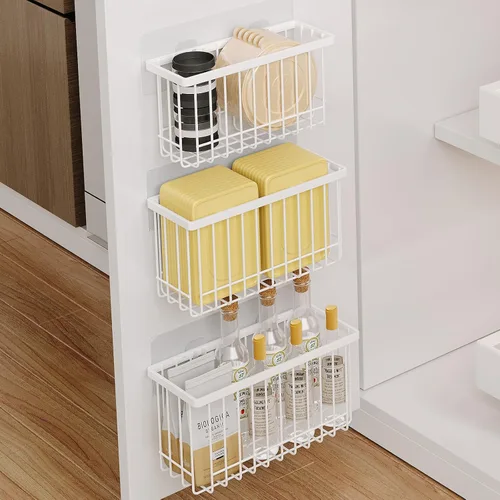 Miniatura 10 de MUSTORN Paquete de 3 organizadores adhesivos para puertas de gabinete, organizadores de tapa dentro del gabinete, contenedor de alimentos/vasos