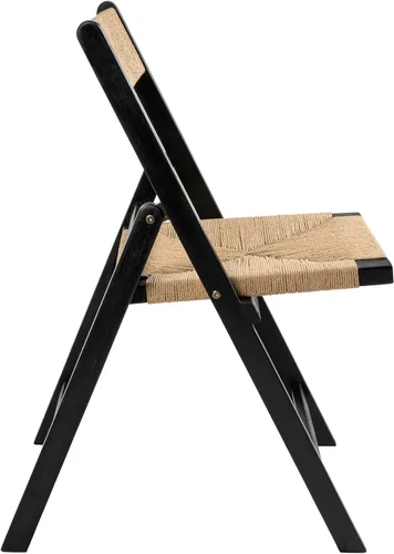 Miniatura 6 de JONATHAN Y Kiawah FLD1002C-SET2 - Juego de 2 sillas plegables de madera de teca negra tejida para comedor, asiento portátil sin brazos costero que