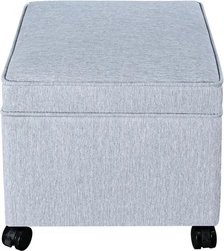 Miniatura 30 de Adeco Otomán Cubo de Piel Sintética Blanca de 18 Pulgadas de Alto con Almacenamiento, Taburetes Reposapiés de Silla de Terciopelo en Relieve 3D