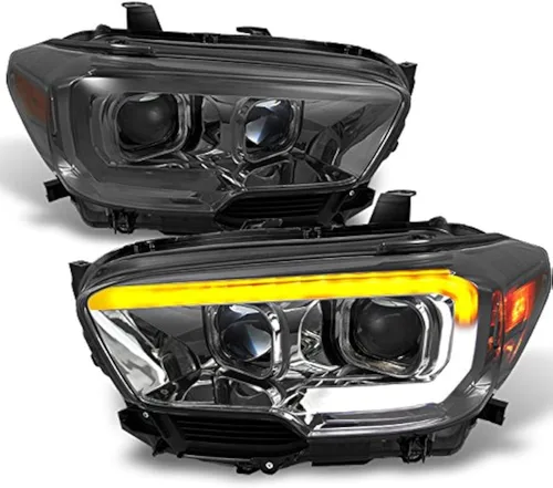 Miniatura 6 de AKKON - Para nuevo diseño secuencial de tubo LED negro 2016-2023 Toyota Tacoma SR/SR5 Faros delanteros de proyector cuadrado dual