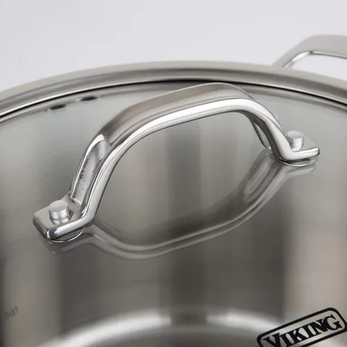 Miniatura 3 de Viking Sartén Profunda Contemporánea de 3 Capas para Freír con Tapa de Vidrio, Olla de Cocción Sauté de Acero Inoxidable de 3.6 Cuartos, Apta