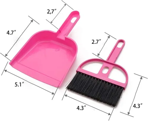 Miniatura 2 de TOPZEA Juego de 6 mini recogedor de polvo y cepillo, juego de recogedor de escoba de mano para mesa, escritorio, encimera, teclado, gato, perro
