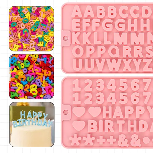 Miniatura 4 de 2 moldes de letras de silicona con números del alfabeto, moldes de caramelo de chocolate, antiadherentes, decoración de pasteles de feliz