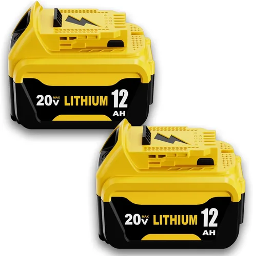 2 Pack 12.0Ah Extended Runtime Lithium Battery Replacement for Dewalt 20V Max Battery Compatible with Dewalt 20 Volt Battery DCB206 DCB207 DCB204
