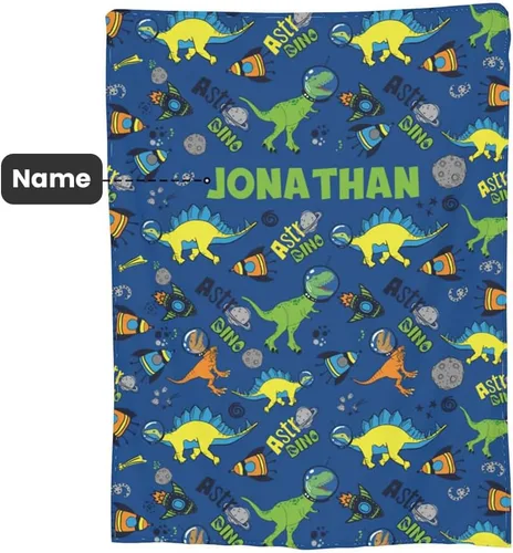 Miniatura 8 de Mantas personalizadas de dinosaurio para niños, bebés, niños pequeños, manta de forro polar suave y cálida con nombre, regalos de cumpleaños
