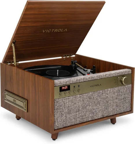 Miniatura 13 de Victrola Century 6-en-1 Reproductor de discos de vinilo y centro de música – Tocadiscos de 3 velocidades, reproductor de CD y cassette, VINYLSTREAM