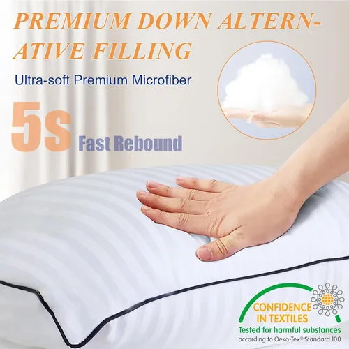 Miniatura 2 de Yettbea Juego de 2 rellenos de almohada de 12 x 20 pulgadas, relleno alternativo de plumón suave de alta calidad, almohadas decorativas para sofá