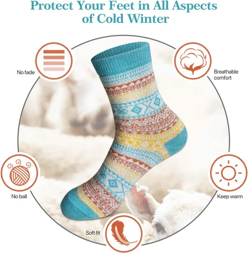 Miniatura 4 de MORECOO Calcetines de invierno para mujer, caja de regalo, tamaño libre, lana gruesa, suave, cálidos, calcetines casuales para mujer, calcetines