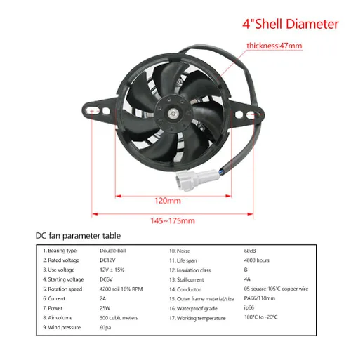 Miniatura 2 de OTOM - Ventilador de refrigeración universal para motocicleta, enfriador de aceite, enfriador de agua, ventilador eléctrico de 4 pulgadas y 5