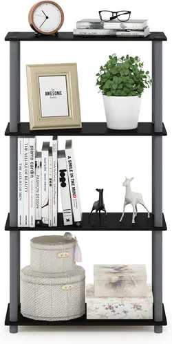 Miniatura 6 de 12172 giro 'n' Tubo 4-tier Multipurpose Storage Rack Display Shelf, Cloruro polivinílico, Negro / Gris