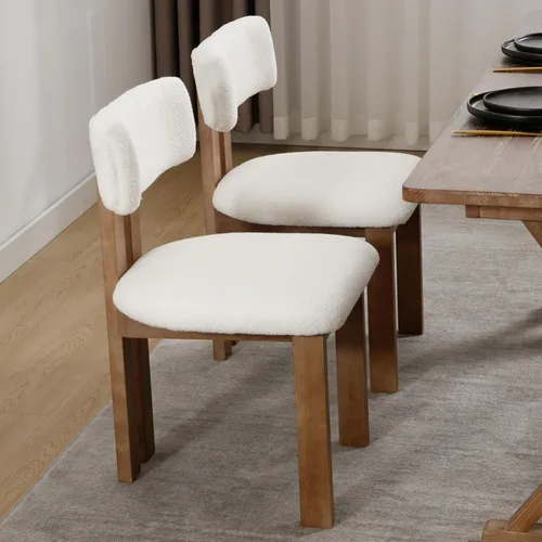 Miniatura 11 de RIVOVA Juego de 2 sillas de comedor de cocina, sillas de comedor modernas tapizadas, respaldo curvado, silla de comedor tapizada de lino con patas