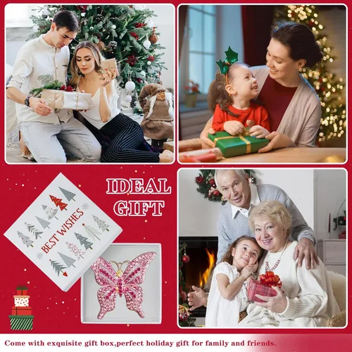 Miniatura 4 de WhatSign Adorno de Navidad de mariposa 2025 – Adornos colgantes brillantes de monarca para decoración de árbol de Navidad, regalos de recuerdo