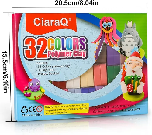 Miniatura 6 de CiaraQ Kit de arcilla polimérica, mini juego de arcilla para modelar para niños/principiantes/artistas, 32