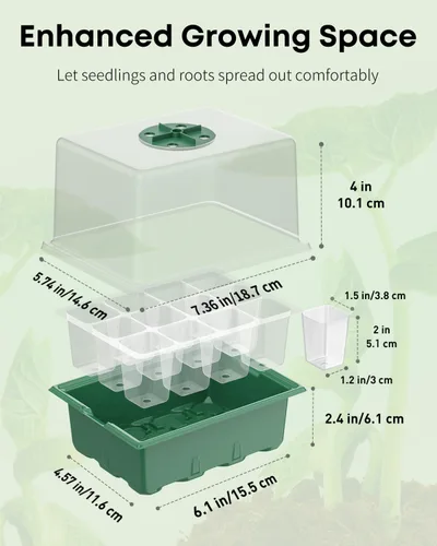 Miniatura 2 de Pawfly Paquete de 10 kits de iniciación de semillas, 120 celdas, bandejas de inicio de semillas con cúpulas de humedad de 4 pulgadas, herramientas