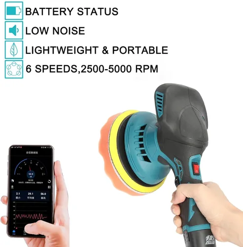 Miniatura 4 de Pulidora inalámbrica para automóvil, kit de pulidores y pulidores portátiles de automóvil de 6 pulgadas con 2 baterías de 2.0 Ah, pulidora de 6