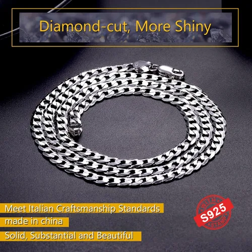 Miniatura 5 de PROSTEEL 925 Sterling Silver Cuban Link Chain Necklace, Dainty Figaro Chains, Solid & Shiny, 3mm5mm, 14-28 inch, Come Gift Box