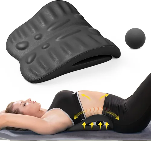 RESTCLOUD Estirador de espalda para alivio del dolor de espalda, cojín de estiramiento de espalda, almohada de soporte lumbar crónico ayuda con la