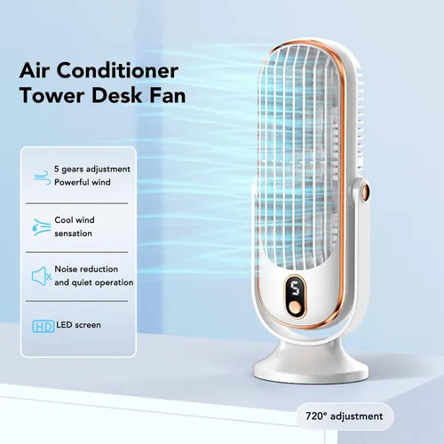 Miniatura 3 de Mini ventilador de torre de mesa, ventiladores de enchufe USB que soplan aire frío, refrigeración silenciosa del motor de 5 velocidades, ventilador