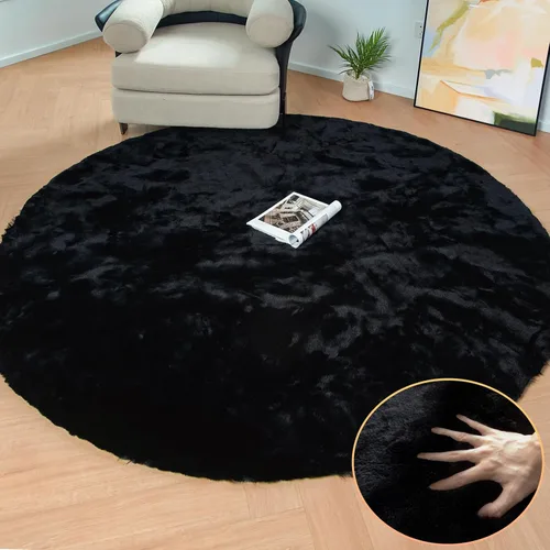 Miniatura 31 de ORINOVA Alfombra de felpa marrón claro beige de 8 x 10 pies para sala de estar, alfombra bohemia esponjosa de piel de conejo grande para dormitorio