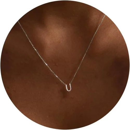 Miniatura 16 de Collares con iniciales para mujer, delicado collar de letra plateada con nombre personalizado con monograma, collar simple y lindo con inicial