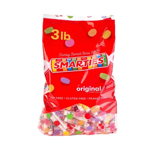 Smarties Rollos a granel de caramelo sabor original, sin gluten y vegano, dulzura clásica de una empresa familiar desde 1949, sin maní y sin