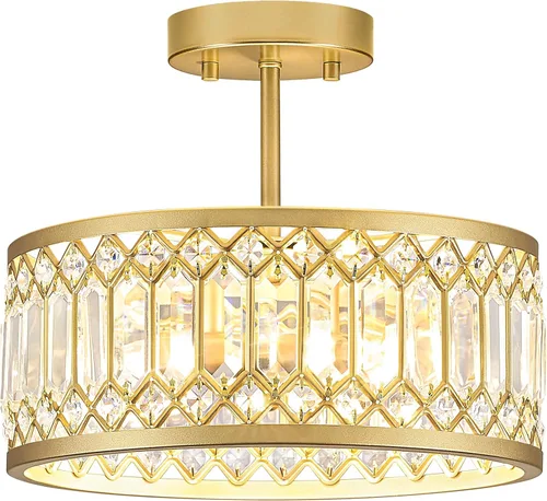 Miniatura 17 de Pevfah Lámpara de techo negra de cristal, moderna lámpara de techo semiempotrada, accesorios de iluminación de pasillo redondo para cocina, entrada