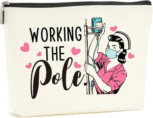 Decohim Bolsa de maquillaje divertida para enfermera, alfabeto, latido del corazón, bolsa de cosméticos, accesorios para enfermeras de trabajo,