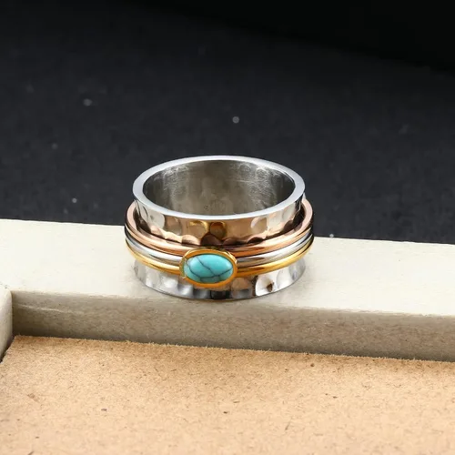 Miniatura 27 de Magitaco Anillos giratorios de acero inoxidable, anillos para ansiedad, anillos de ansiedad para mujeres y hombres
