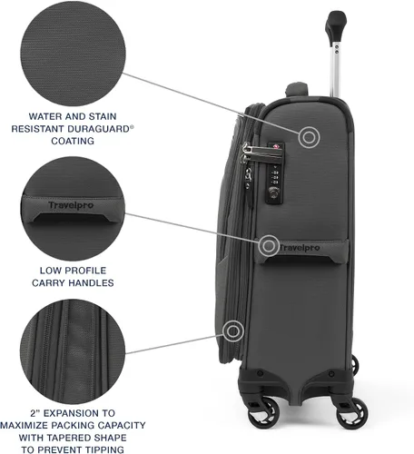 Miniatura 222 de Travelpro Maxlite 5 - Juego de 2 piezas de equipaje de mano de tela, expandibles con 4 ruedas giratorias, bolso blando para debajo del asiento, Negro