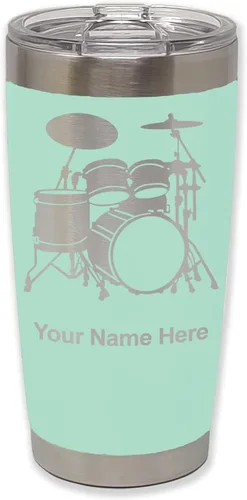 Miniatura 35 de LaserGram Vaso aislado al vacío de 20 onzas, juego de batería, grabado personalizado incluido (negro)
