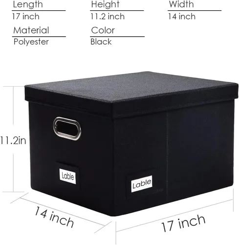 Miniatura 7 de PRANDOM Caja organizadora de archivos, juego de 1 carpeta plegable decorativa de lino para almacenamiento de archivos colgantes con tapas, gabinete
