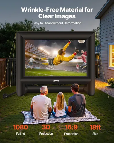 Miniatura 2 de VEVOR Pantalla de cine inflable de 14 pies, pantalla de proyector inflable con bolsa de almacenamiento portátil, proyección de película fácil
