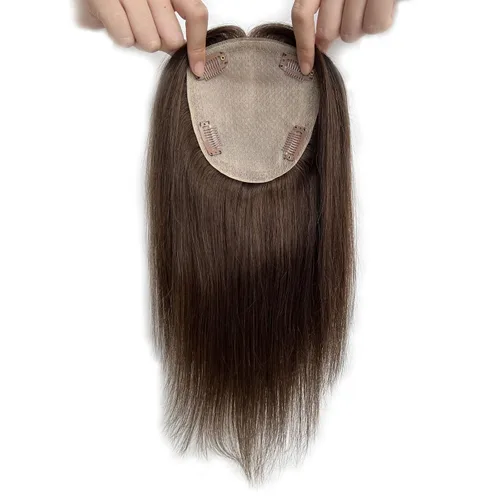 Miniatura 5 de MorningWigs Cubrecabello humano real para mujer, piezas de cabello de 4.7 x 5.1 in, base de seda completa con 3-4 clips para adelgazar el cabello