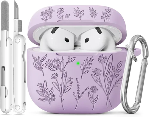 Miniatura 43 de Funda para Airpods Pro 3 con tapa magnética, fundas grabadas con flores para Apple AirPods Pro de 3ª generación 2025, funda de silicona suave